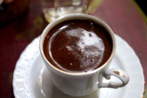 A cup of Turkish coffee served at an Istanbul terrace